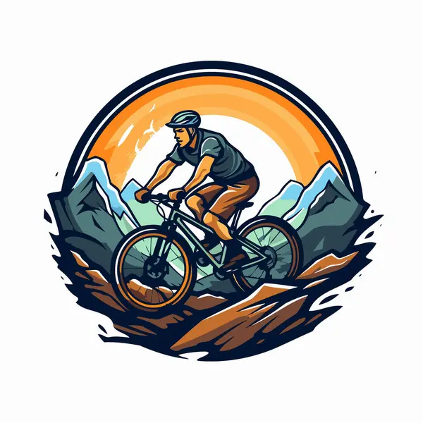 Mountainbiker Unterwegs Vektor Illustration Für Ihr Design — Stockvektor