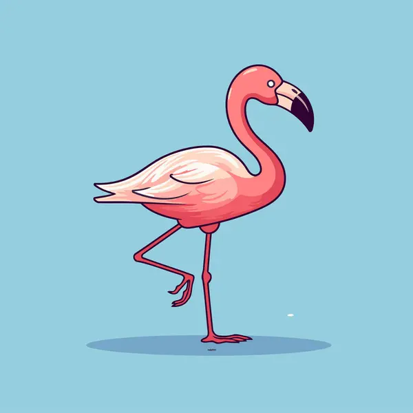 Pink Flamingo Vector Illustration Isolated Blue Background — Stock Vector