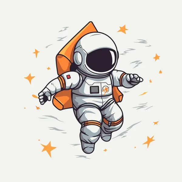 Een Astronaut Die Ruimte Vliegt Vector Illustratie Van Astronaut Ruimtepak — Stockvector