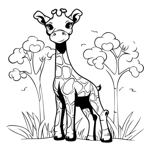 Conception Dessin Animé Girafe Animal Zoo Mignon Vie Nature Faune — Image vectorielle