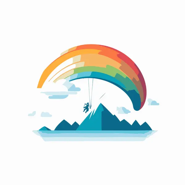 Paraglider Rainbow Sky Vector Illustration — Stock Vector