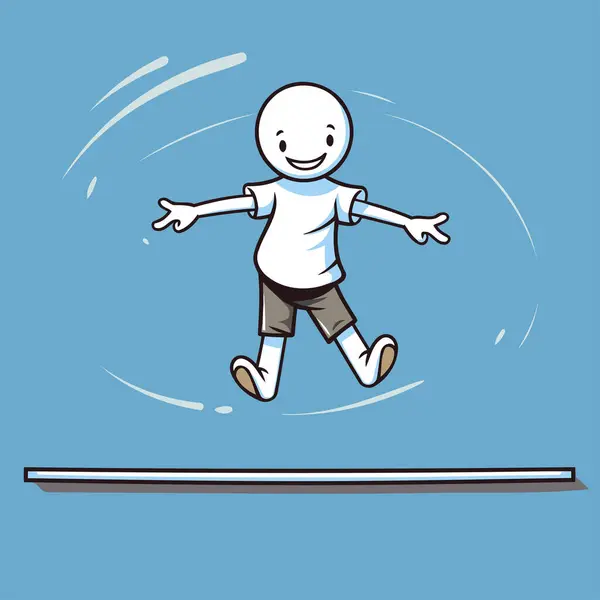 Desenhos Animados Ilustração Menino Saltando Sobre Obstáculo Obstáculo — Vetor de Stock