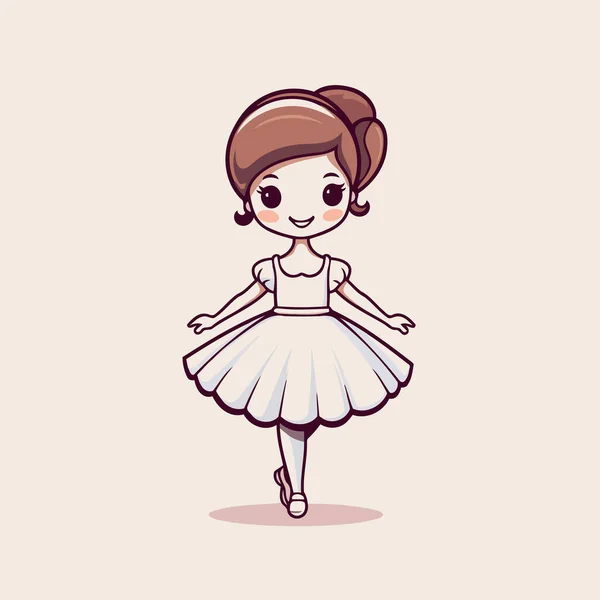 Leuke Kleine Ballerina Een Witte Tutu Vectorillustratie — Stockvector