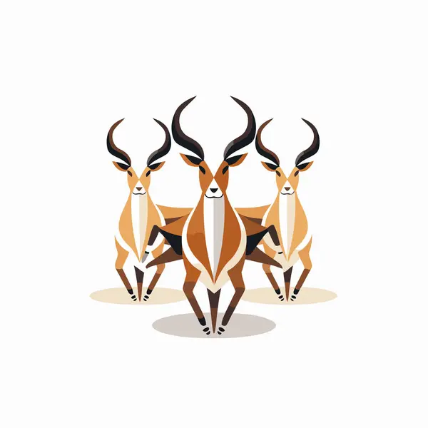 Vektorový Obraz Skupiny Antilop Bílém Pozadí — Stockový vektor