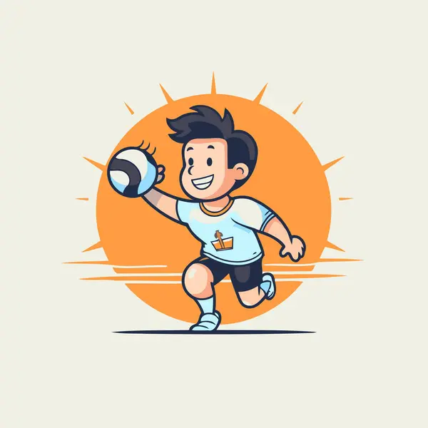 Giocatore Calcio Con Illustrazione Vettoriale Palla Cartoon Personaggio Giocatore Calcio — Vettoriale Stock