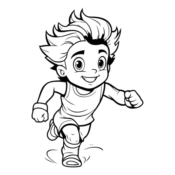 Desenhos Animados Ilustração Criança Correndo Correndo Para Colorir Livro — Vetor de Stock