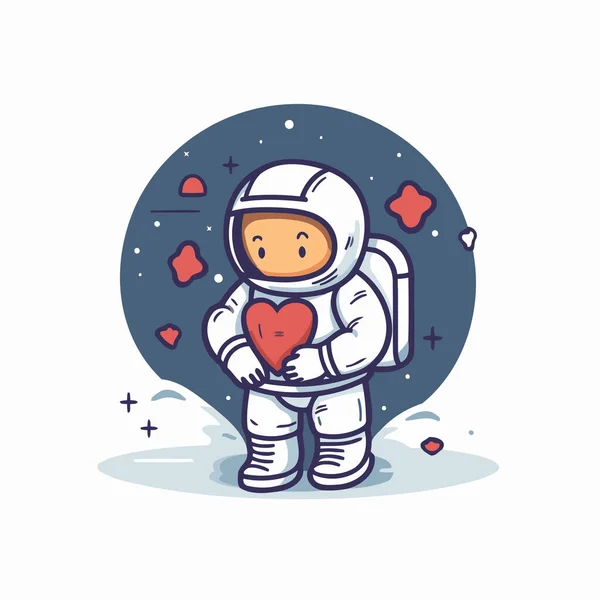 Αστροναύτης Κρατώντας Κόκκινη Καρδιά Στο Χέρι Του Εικονογράφηση Διανύσματος — Διανυσματικό Αρχείο