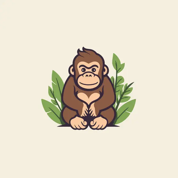Monkey Logo Design Template Vector Illustration Cute Gorilla — Stock Vector