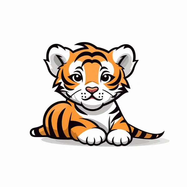 白い背景にかわいい虎 漫画タイガーのベクトルイラスト — ストックベクタ