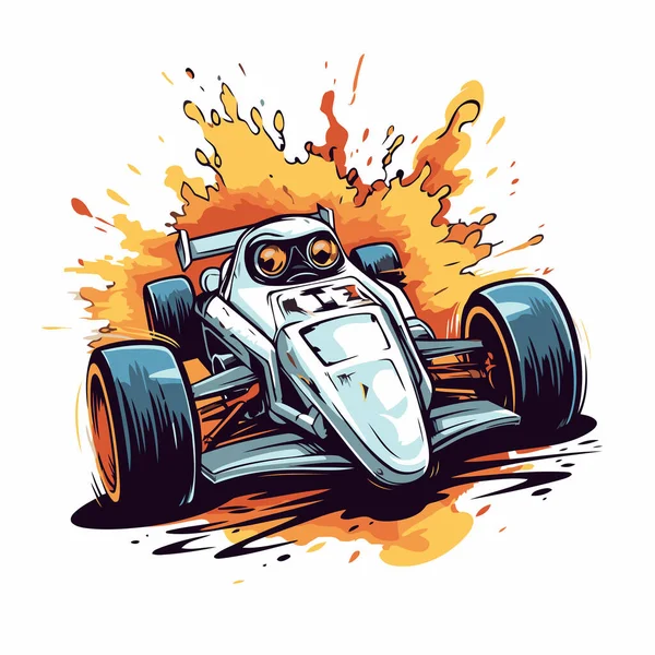 Ilustracja Samochodu Wyścigowego Tle Ognia Ilustracja Wektora — Wektor stockowy