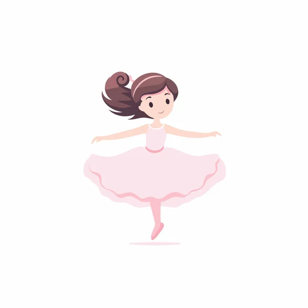 Niedliche Kleine Ballerina Einem Rosa Tutu Tanzen Vektorillustration — Stockvektor