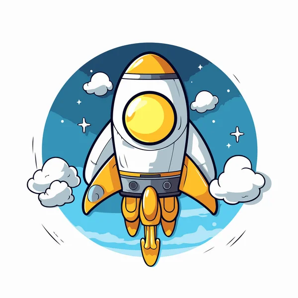 Rocket Cartoon Icon Space Travel Adventure Exploration Theme Colorful Design — Stock Vector