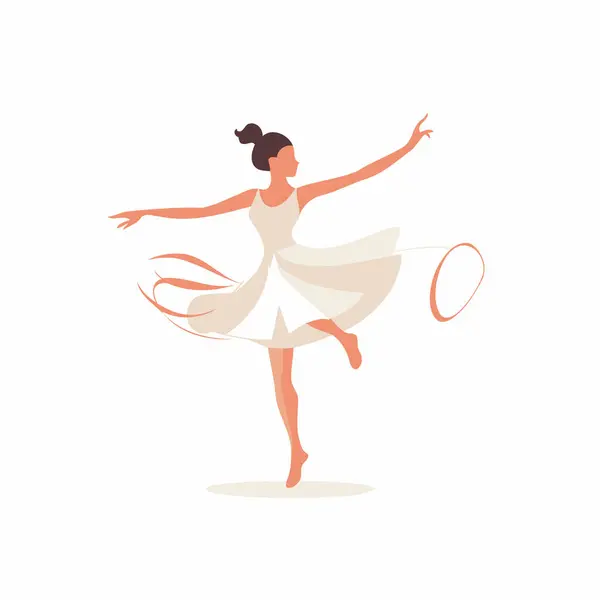 Beautiful Ballerina White Dress Hoop Vector Illustration — Stock Vector