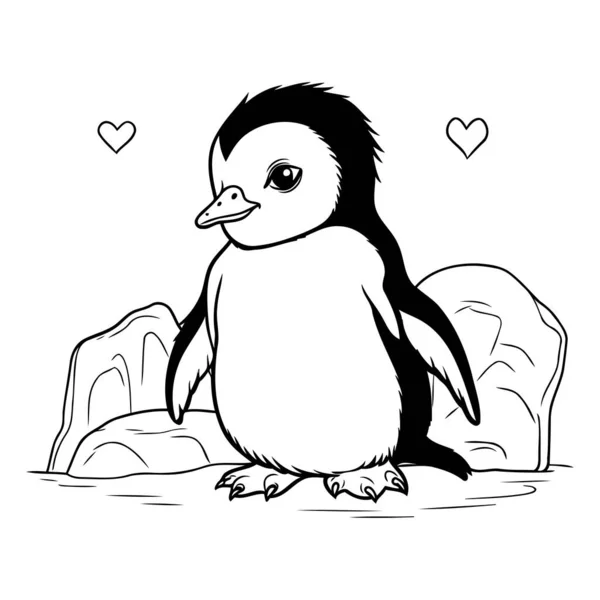 Χαριτωμένος Πιγκουίνος Καρδιά Απομονωμένη Λευκό Φόντο Εικονογράφηση Διανύσματος — Διανυσματικό Αρχείο