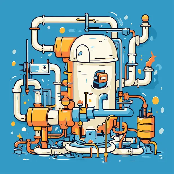 Pipeline Pipeline Pour Eau Illustration Vectorielle Dans Style Doodle — Image vectorielle