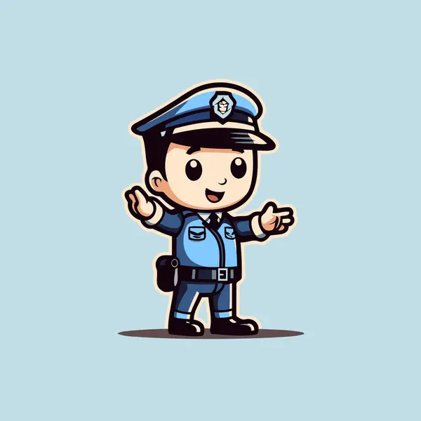 Politieagent Cartoon Karakter Vector Illustratie Leuke Politieman Cartoon Karakter — Stockvector