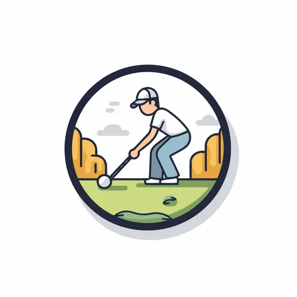 Golf Club Icon Vector Illustration Golf Player Playing Golf — Stock Vector