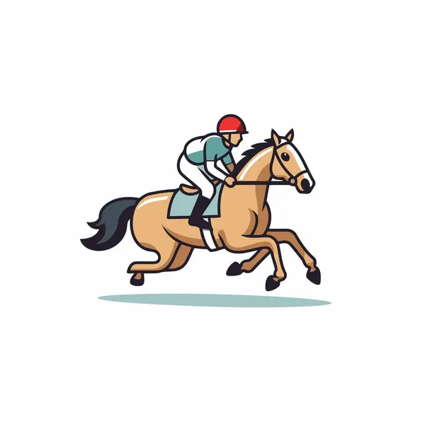 Horse Race Equestrian Sport Jockey Riding Horse Vector Illustration — Stock Vector