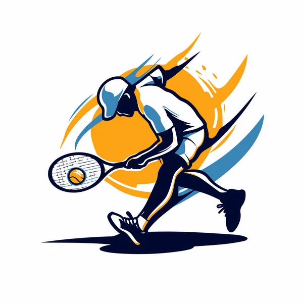 Tennisspieler Abstraktes Vektor Logo Auf Weißem Hintergrund Vektorillustration — Stockvektor