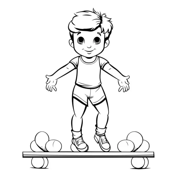 Boy Skateboarder Desenhos Animados Mascote Personagem Vector Ilustração — Vetor de Stock