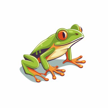 Yeşil Ağaç Kurbağası çizgi filmi beyaz arka planda izole edildi. Vektör illüstrasyonu.