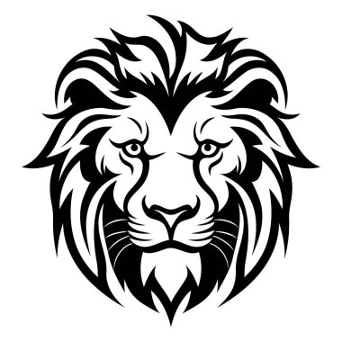 Aslan başı dövmesi beyaz arka planda izole edilmiş. Vektör illüstrasyonu.