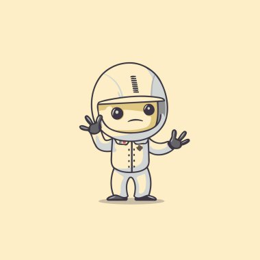 Kawaii astronotu kask takıyor. Vektör çizimi. Çizgi film biçimi.