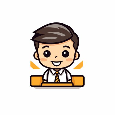 İş adamı Çizgi Film Karakteri - Ofis İşçisi Vektör İllüstrasyonu.