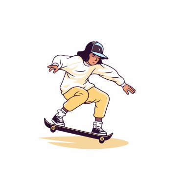 Kaykaylı bir kaykaycı. Vektör illüstrasyonu.