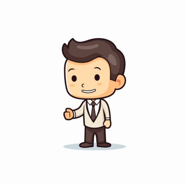 İşadamı Başparmaklarını Gösteriyor - Vektör Çizgi Film Çizimi