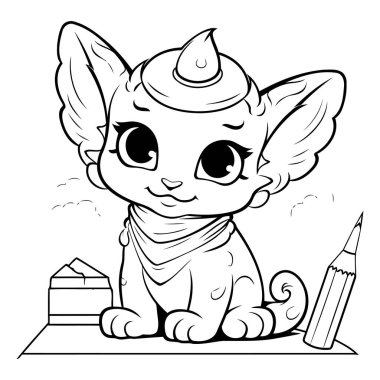 Siyah ve Beyaz Tatlı Melek Çizgi Filmi Fantezi Karakter Boyama Kitabı