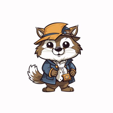 Şirin Fox Çizgi Film Maskotu Karakteri. Vektör İllüstrasyonu.