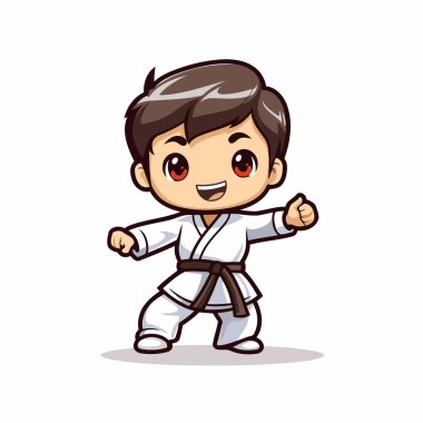 Tekvando - Sevimli karateci çocuk vektör çizimi