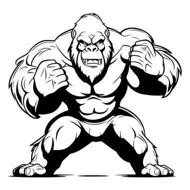 Goril Maskotu. Vektör illüstrasyonu vinil kesim için hazır.