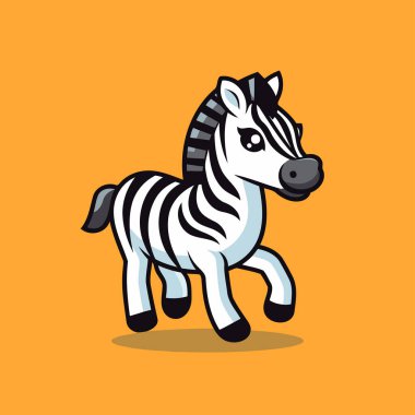 Şirin zebra çizgi film vektör çizimi. Şirin zebra simgesi.