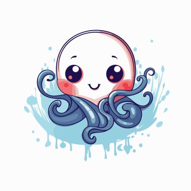 Şirin ahtapot vektör çizimi. Sevimli ahtapot karakteri..