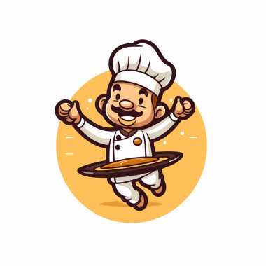 Şef Maskot Karakteri Vektör İllüzyonu. Gıda Tasarımı