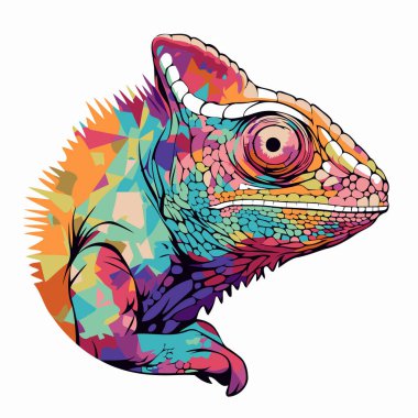 Beyaz arka planda renkli bir bukalemun. vektör illüstrasyonu.