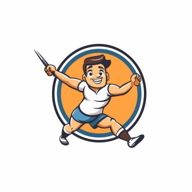 Kılıç tutan bir dövüşçünün tasviri ön taraftan izole edilmiş arka planda izole edilmiş bir şekilde görülür..