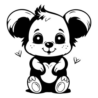 Beyaz arka planda oturan sevimli çizgi film koalası. Vektör illüstrasyonu.