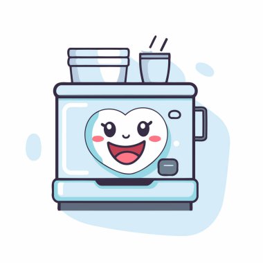 Çizgi film karakteri elektrikli soba karakterinin vektör çizimi. Güzel mutfak aletleri..