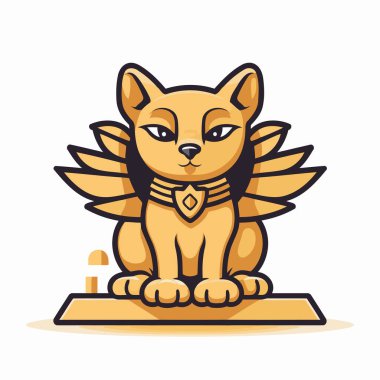 Altın kanatları ve mumu olan şirin bir çizgi film tilkisi. Vektör illüstrasyonu.