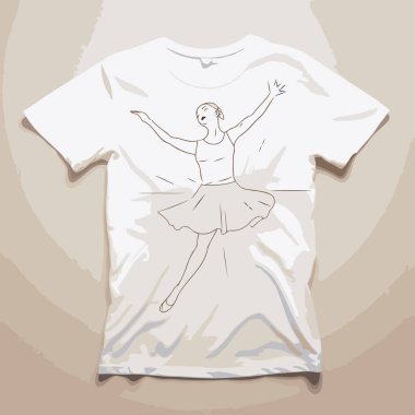 Kahverengi arka planda bir balerin olan tişört tasarımı