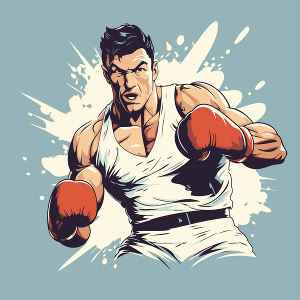 Boxing man. Vector illustration of a boxer with boxing gloves.