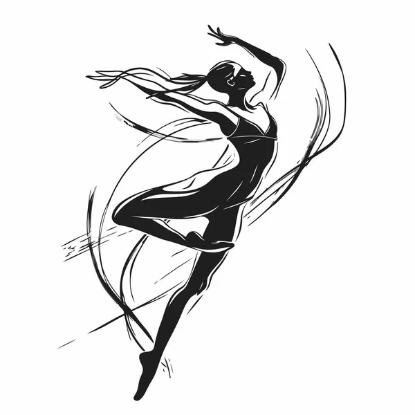 Balletttänzer Vektorillustration Der Silhouette Einer Ballerina — Stockvektor