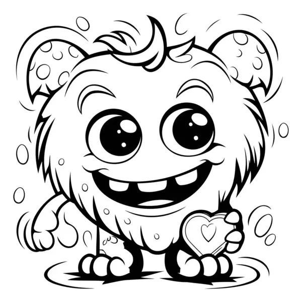 黑白相间的可爱熊宝宝形象漫画 配色书 — 图库矢量图片
