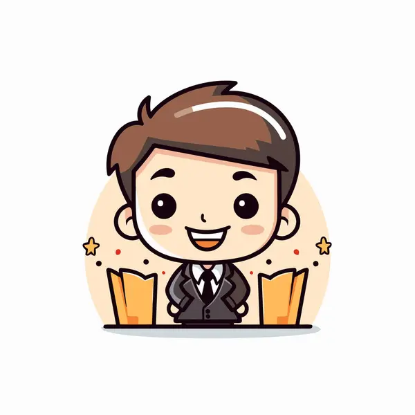 Businessman Cartoon Character White Background Vector Flat Design Illustration — Stock Vector