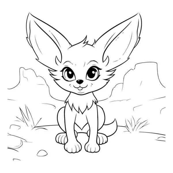 Cute Little Fox Vector Illustration Coloring Book Page — Stock Vector