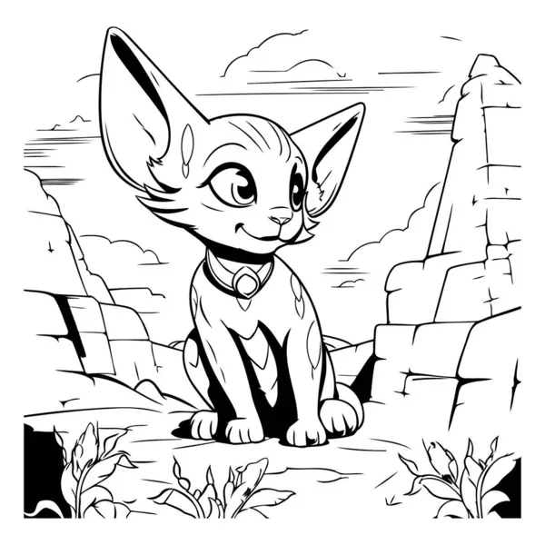 Cute Cartoon Chihuahua Sitting Rock Vector Illustration — Stock Vector