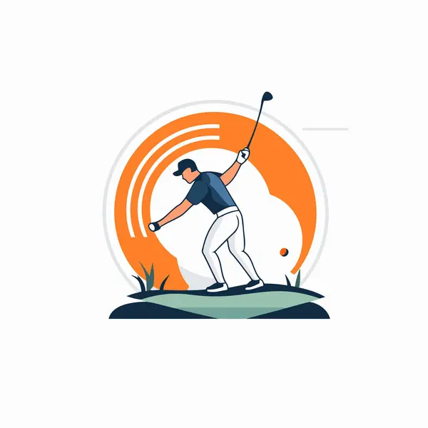 Golf Club Vector Logo Design Template Professional Golfer Action — Stock Vector